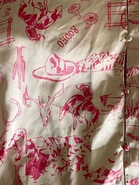 Free People Cream PJ with Hot Pink Western Print